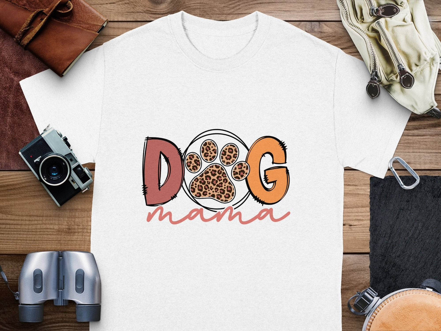 Dog Mama Paw With Leopard Print For Animal Lovers T-Shirt - Design & Vybe