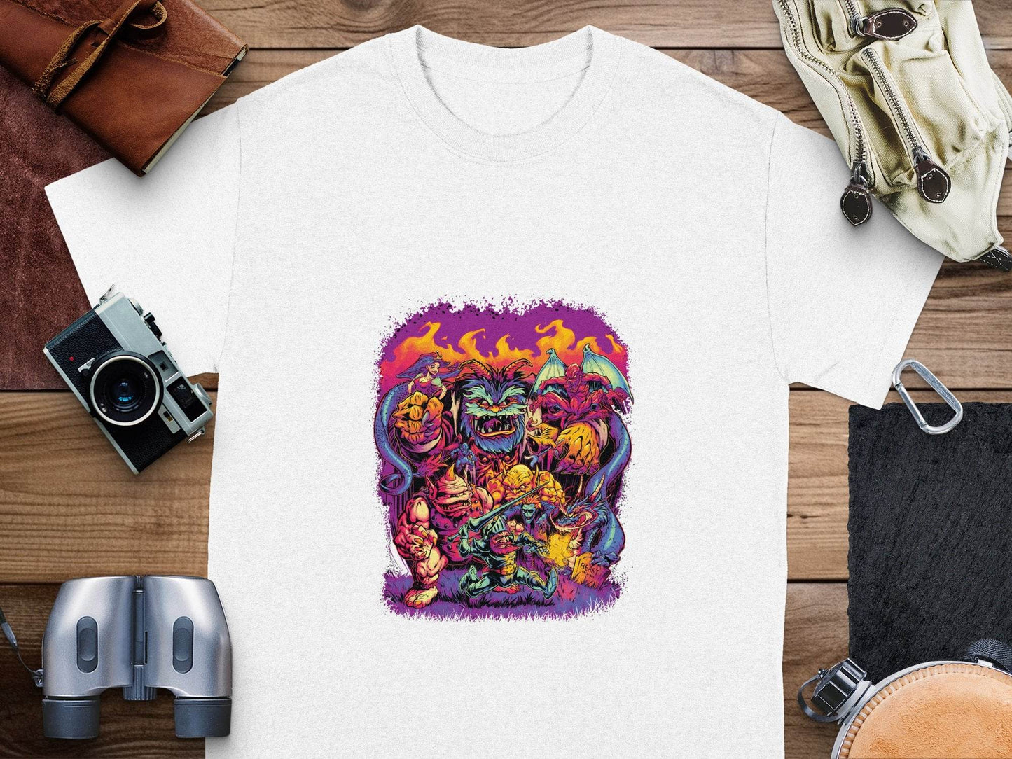 Epic Fantasy Illustration Featuring Fearsome Creatures T-Shirt - Design & Vybe