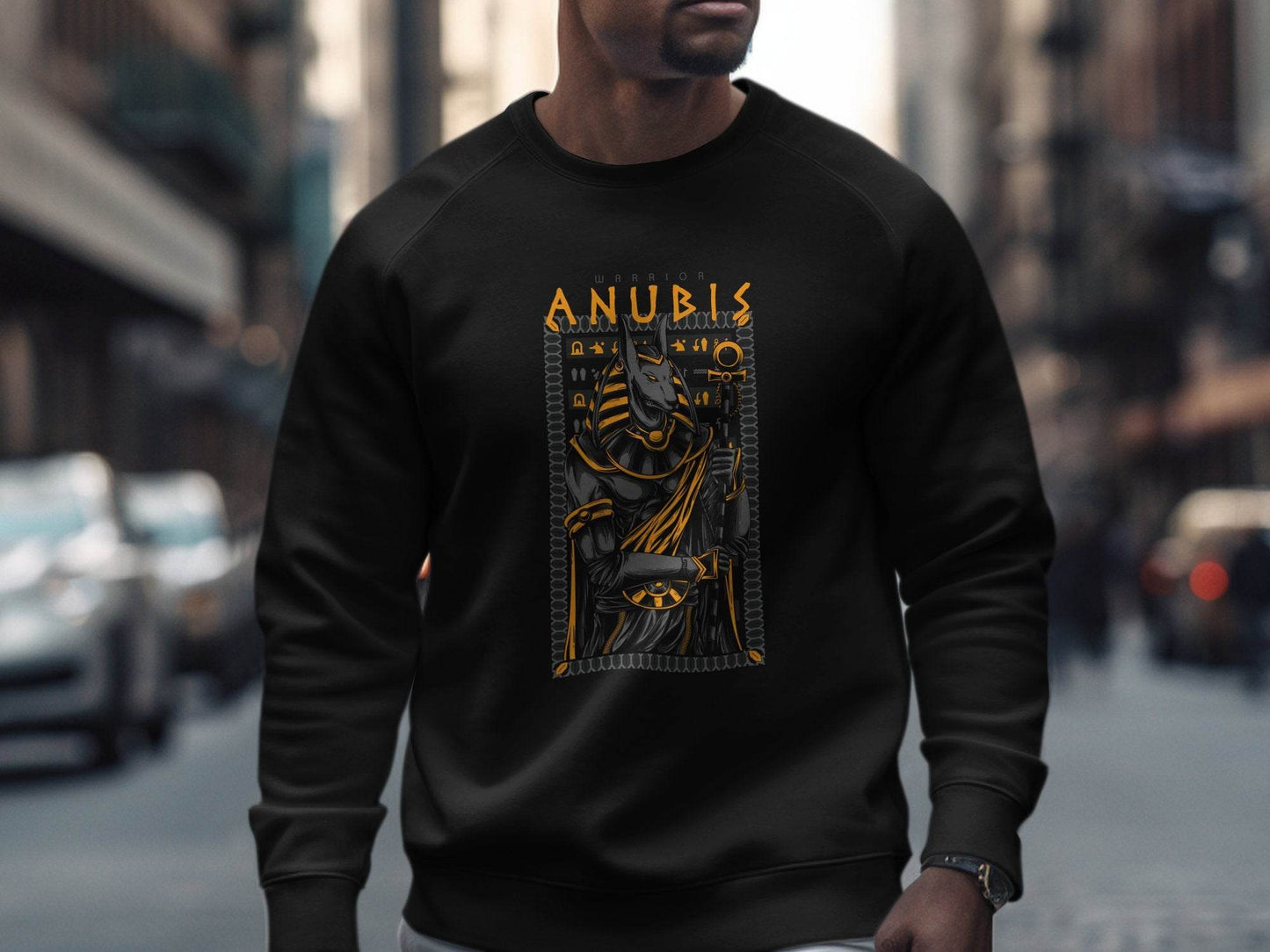 Anubis Warrior with Hieroglyphs Illustration Graphic Sweater - Design & Vybe