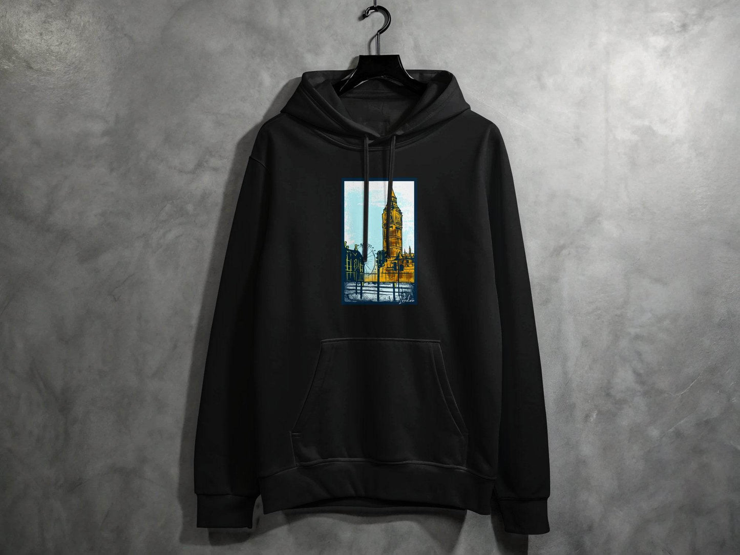Iconic Big Ben and London Eye Graphic Hoodie - Design & Vybe