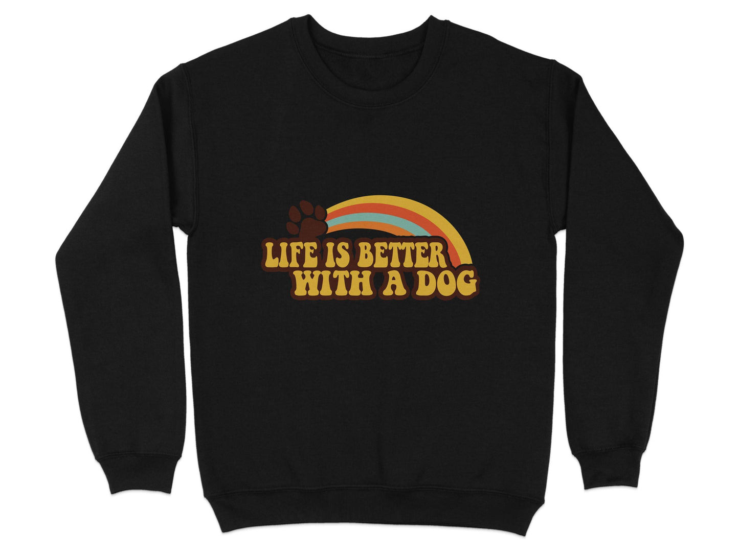 Life is Better With a Dog Colorful Text Rainbow Sweater - Design & Vybe