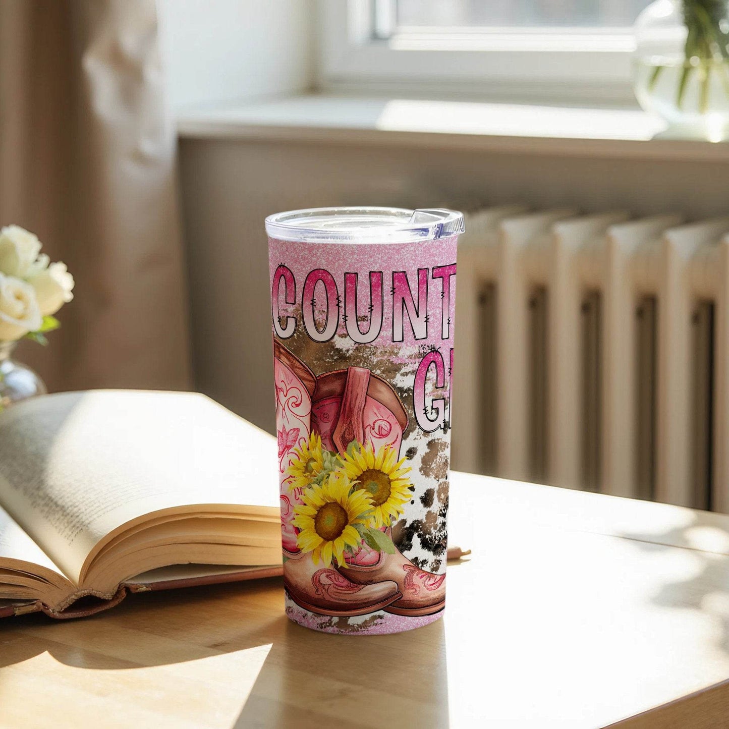 Country Girl Boots Design With Sunflowers Theme Tumbler - Design & Vybe