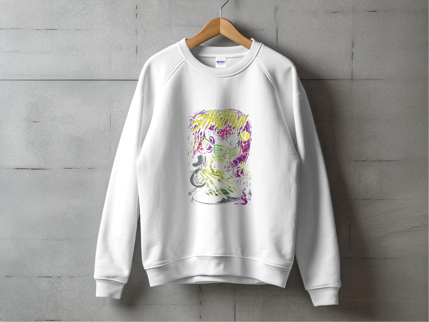 Colorful Artistic Design on White Sweatshirt Product