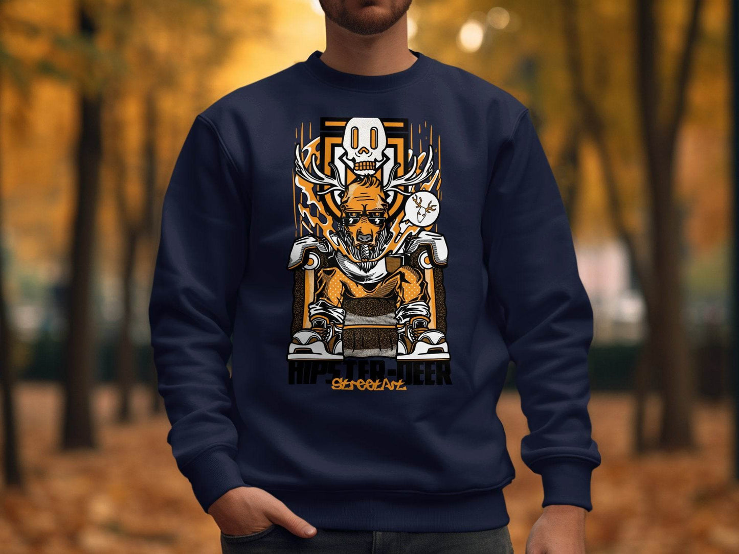 Hipster Deer Street Art Graphic Design For Casual Sweater - Design & Vybe