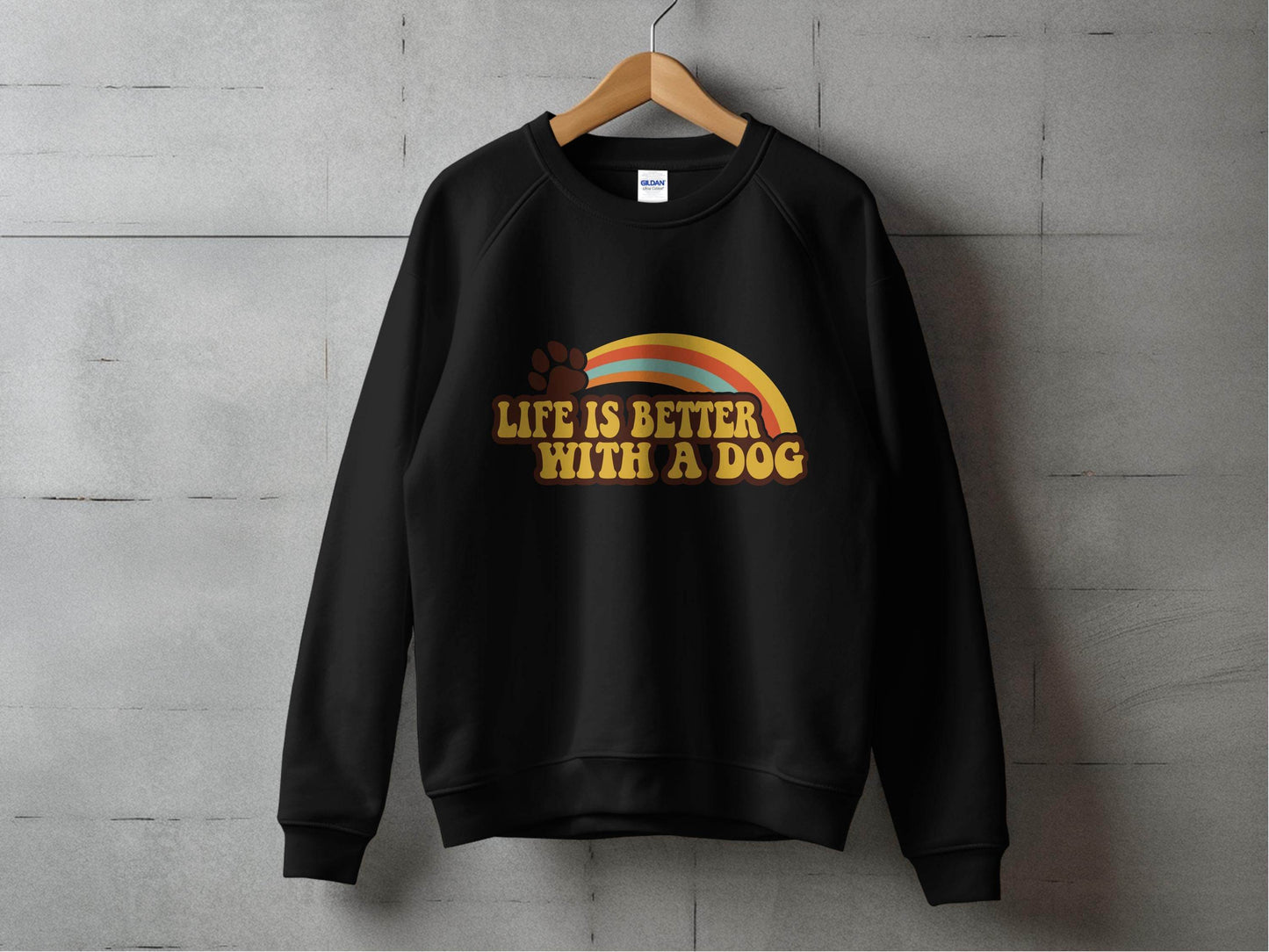 Life is Better With a Dog Colorful Text Rainbow Sweater - Design & Vybe