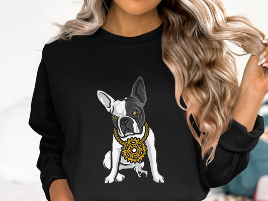 Cool French Bulldog with Bling Design Sweater - Design & Vybe