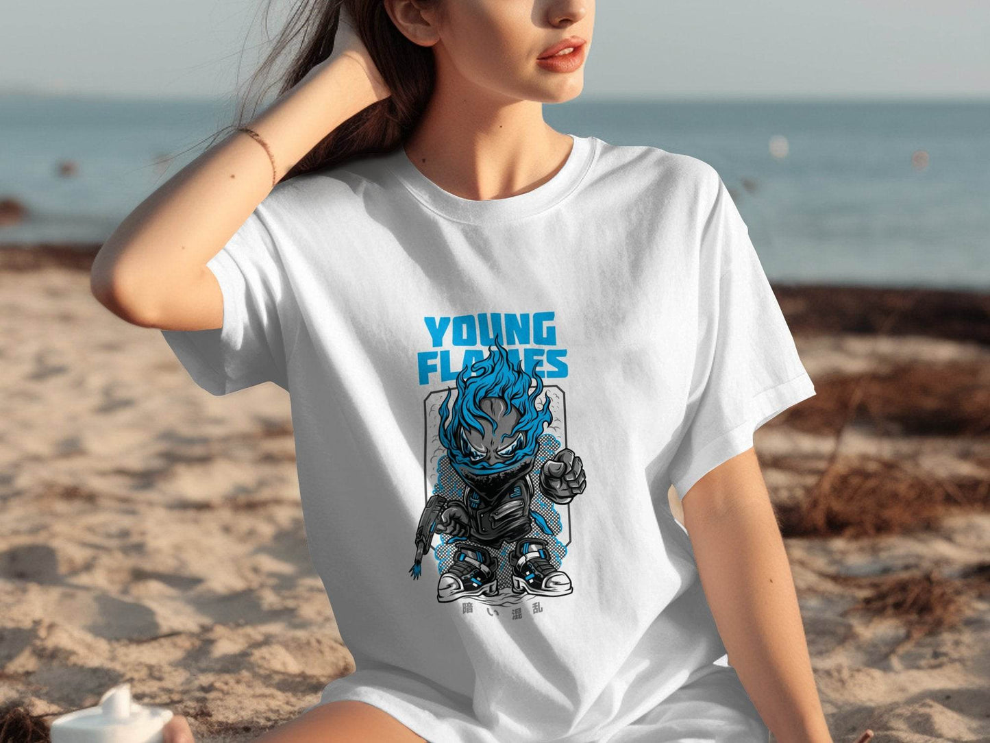 Young Flames Cartoon Style Monster Character Graphic T-Shirt - Design & Vybe