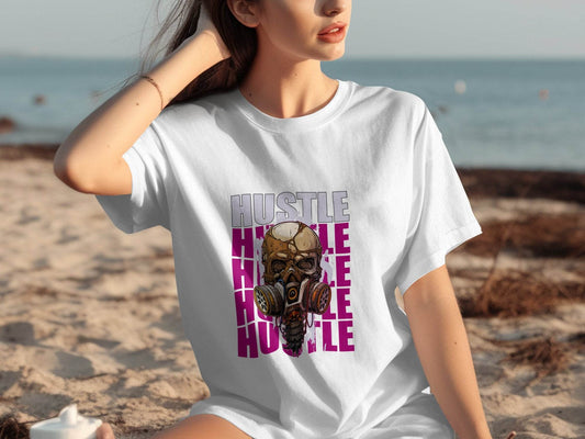 Hustle Skull With Gas Mask Graphic Design T-Shirt - Design & Vybe