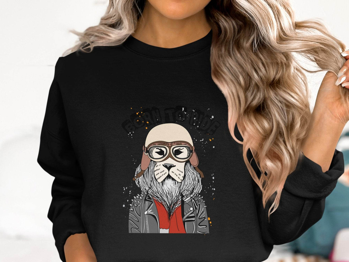 Born to Ride Cool Biker Themed Graphic Sweater - Design & Vybe