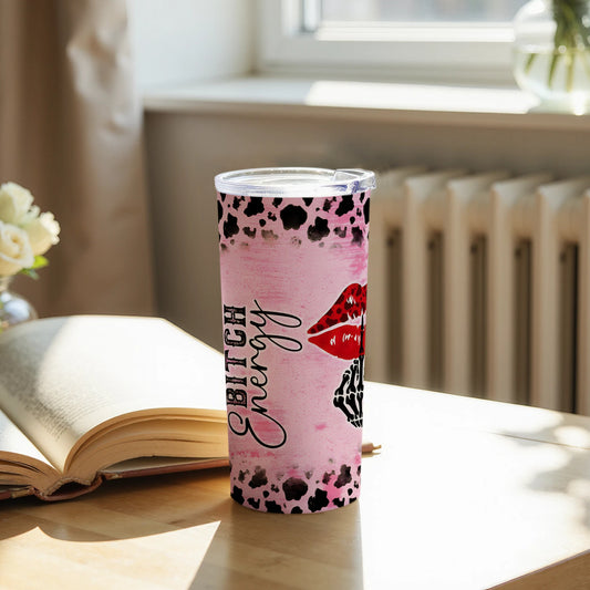 Chic Pink Lips and Cow Print Tumbler Product