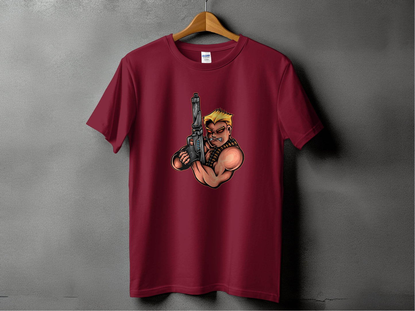 Fierce Cartoon Character with Gun Design T-Shirt - Design & Vybe