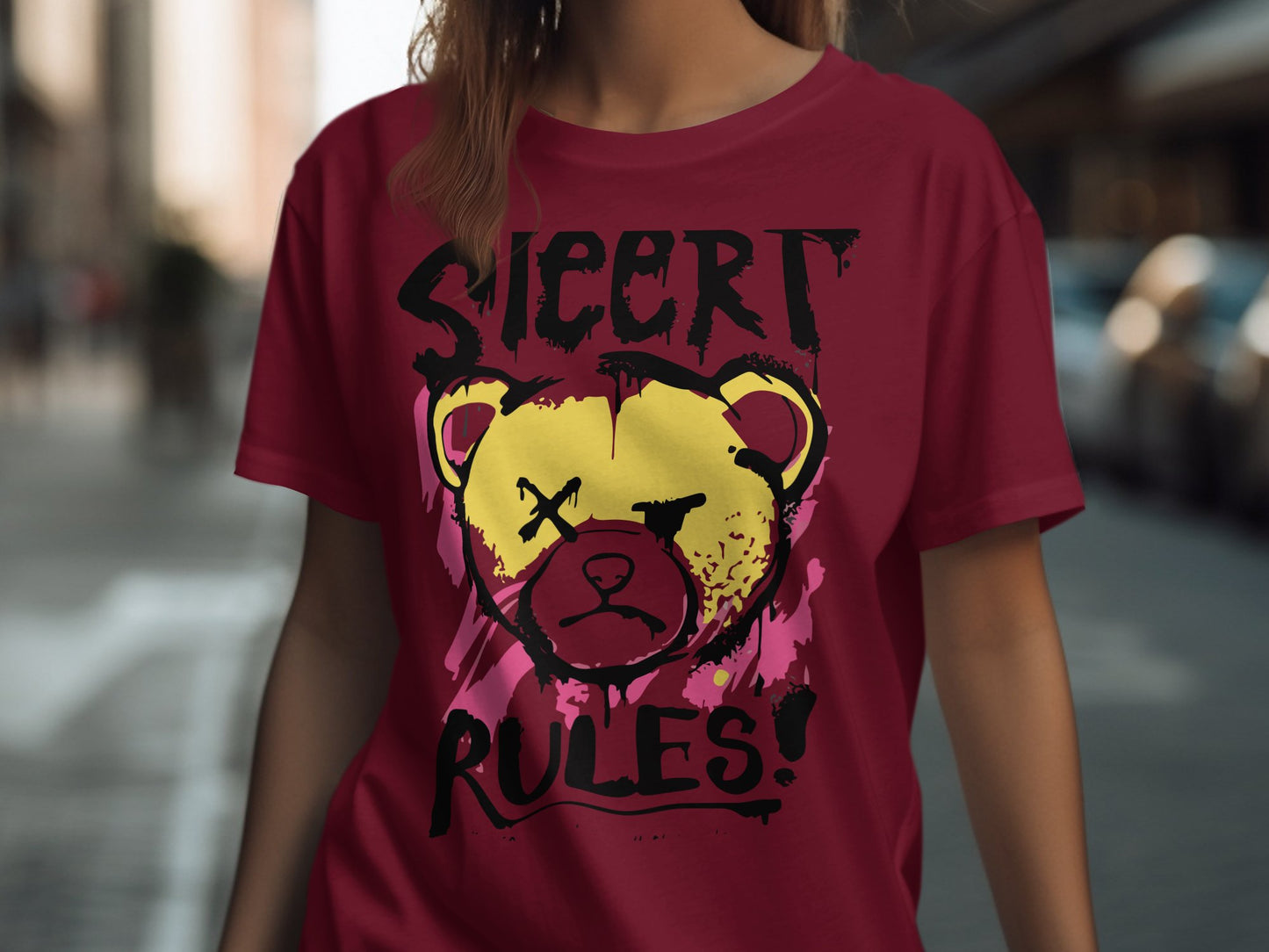 Street Rules Angry Bear Printed T-shirt product