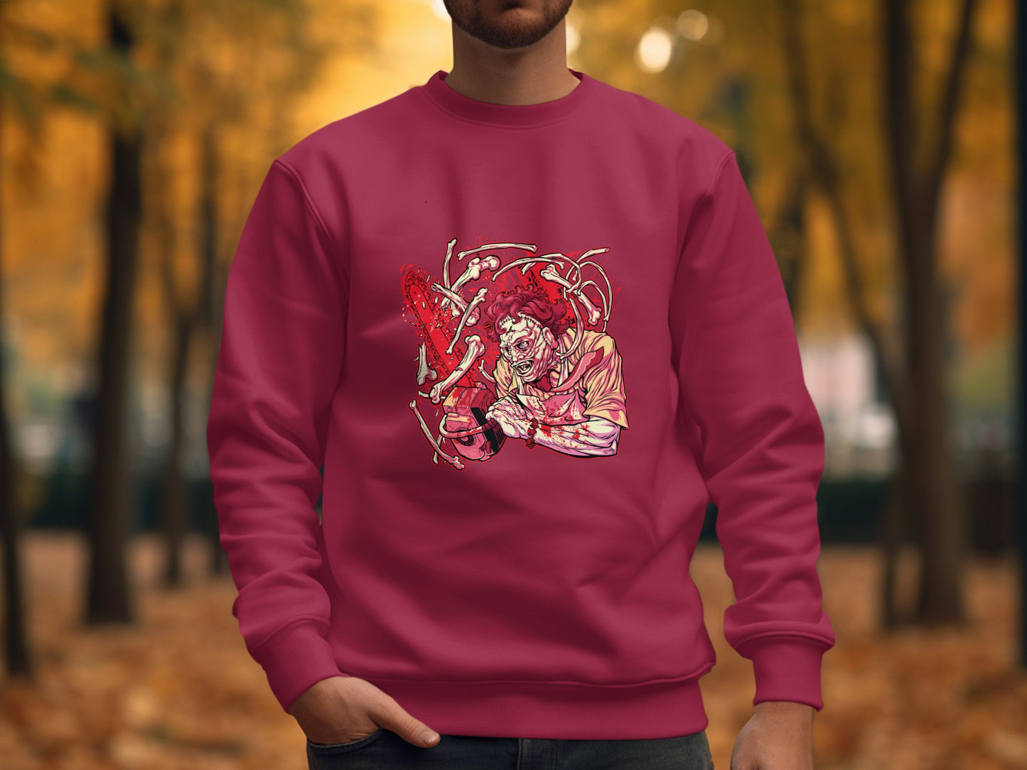 Horror Themed Graphic Red Sweatshirt Product