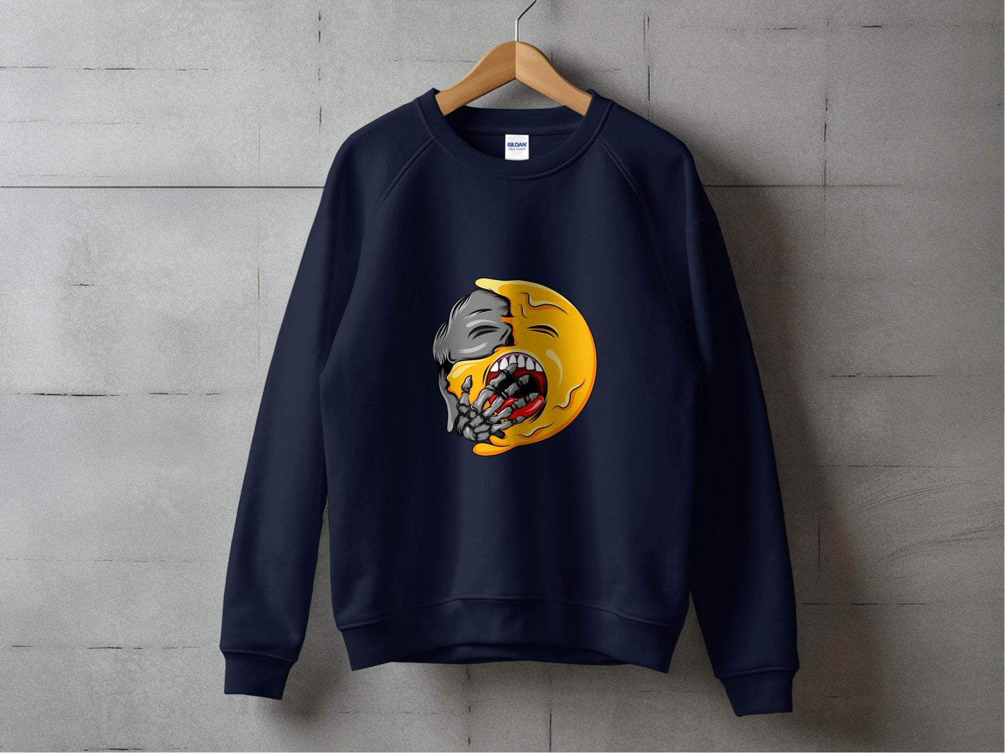 Zombie Emoji Biting Skeleton Hand Illustration Sweater - Design & Vybe