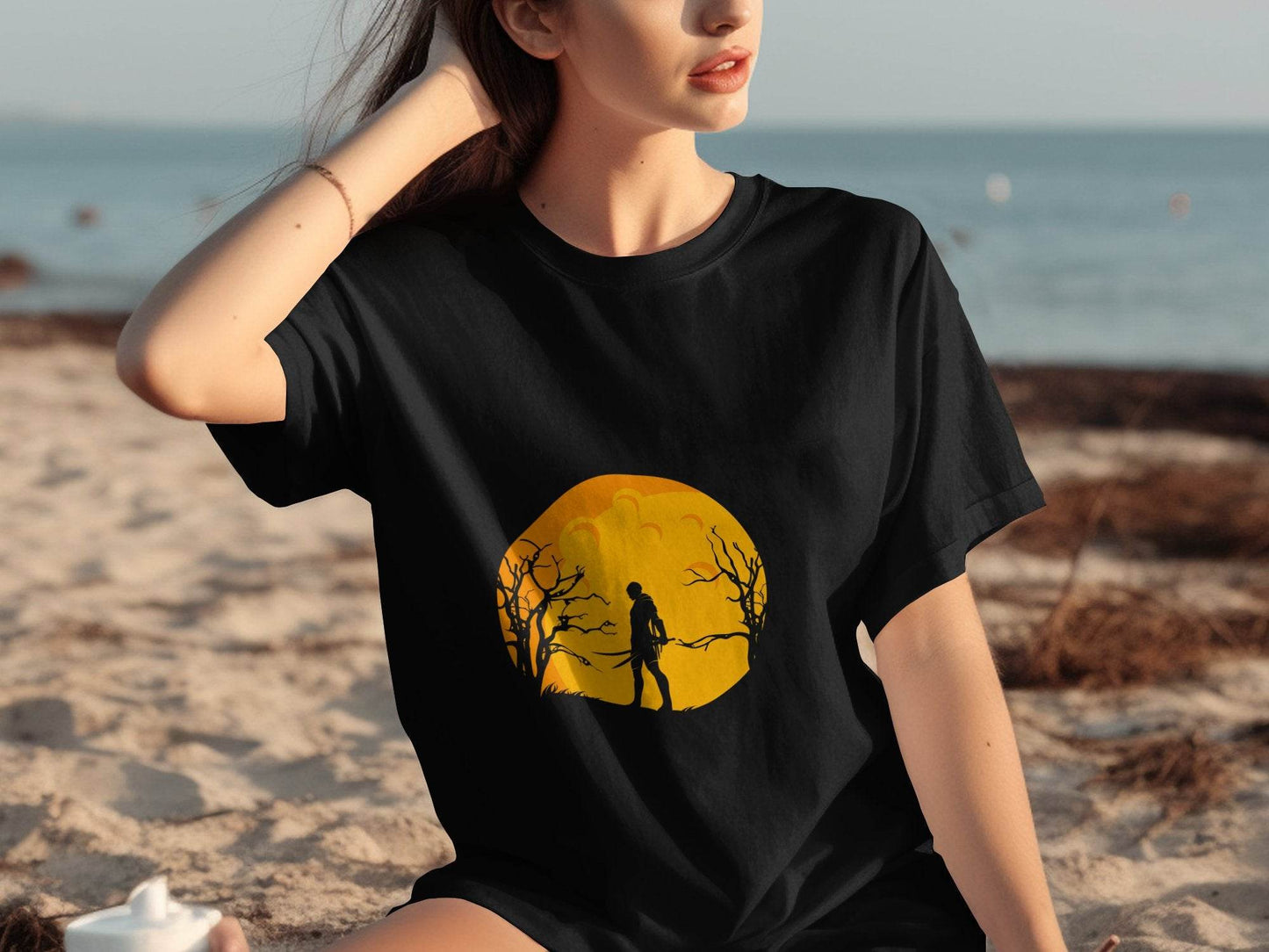 Silhouette Knight Under Yellow Moon Unique Style T-Shirt - Design & Vybe