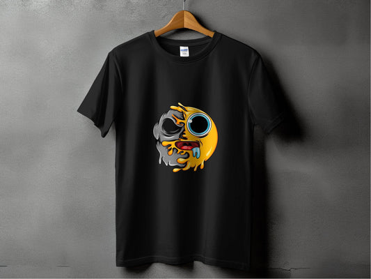 Half Emoji And Half Skull Melting Graphic Design T-Shirt - Design & Vybe