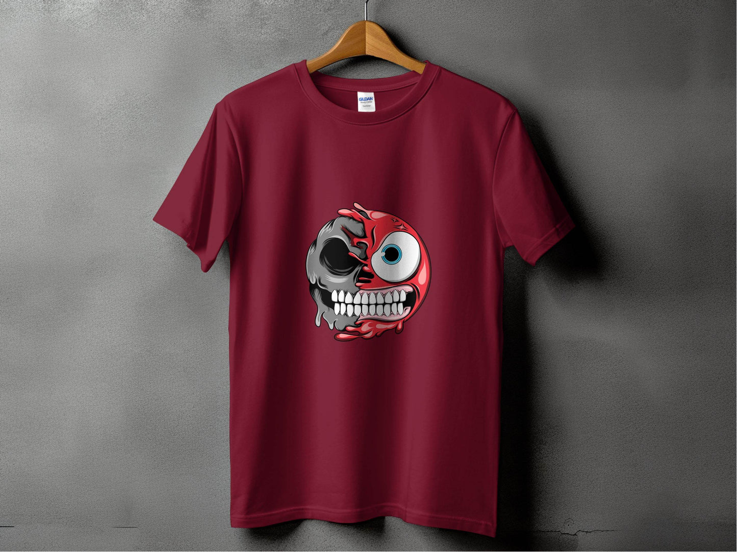 Half Skull And Cartoon Face Fun Graphic Design T-Shirt - Design & Vybe