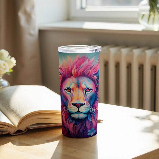 Colorful Lion Among Flowers Design Modern Art Tumbler - Design & Vybe