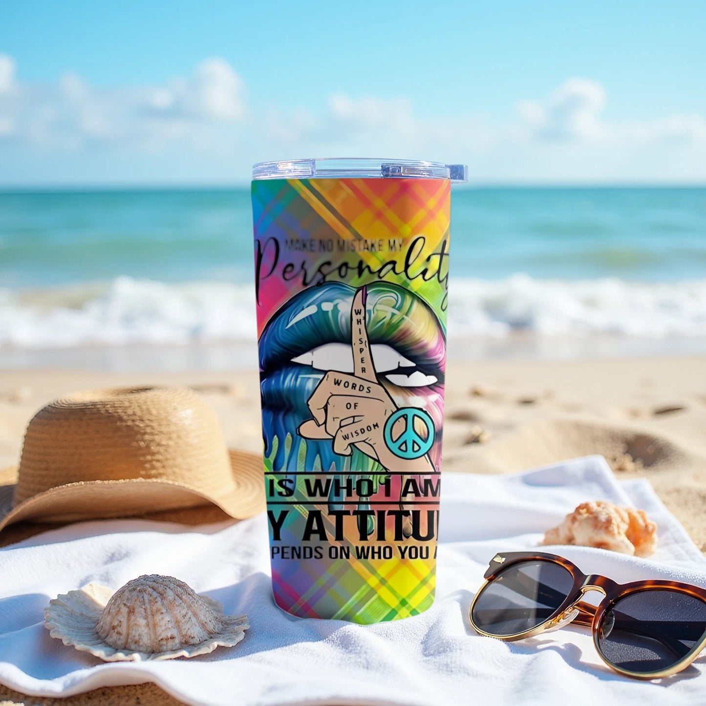 Colorful Peace and Attitude Tumbler product type
