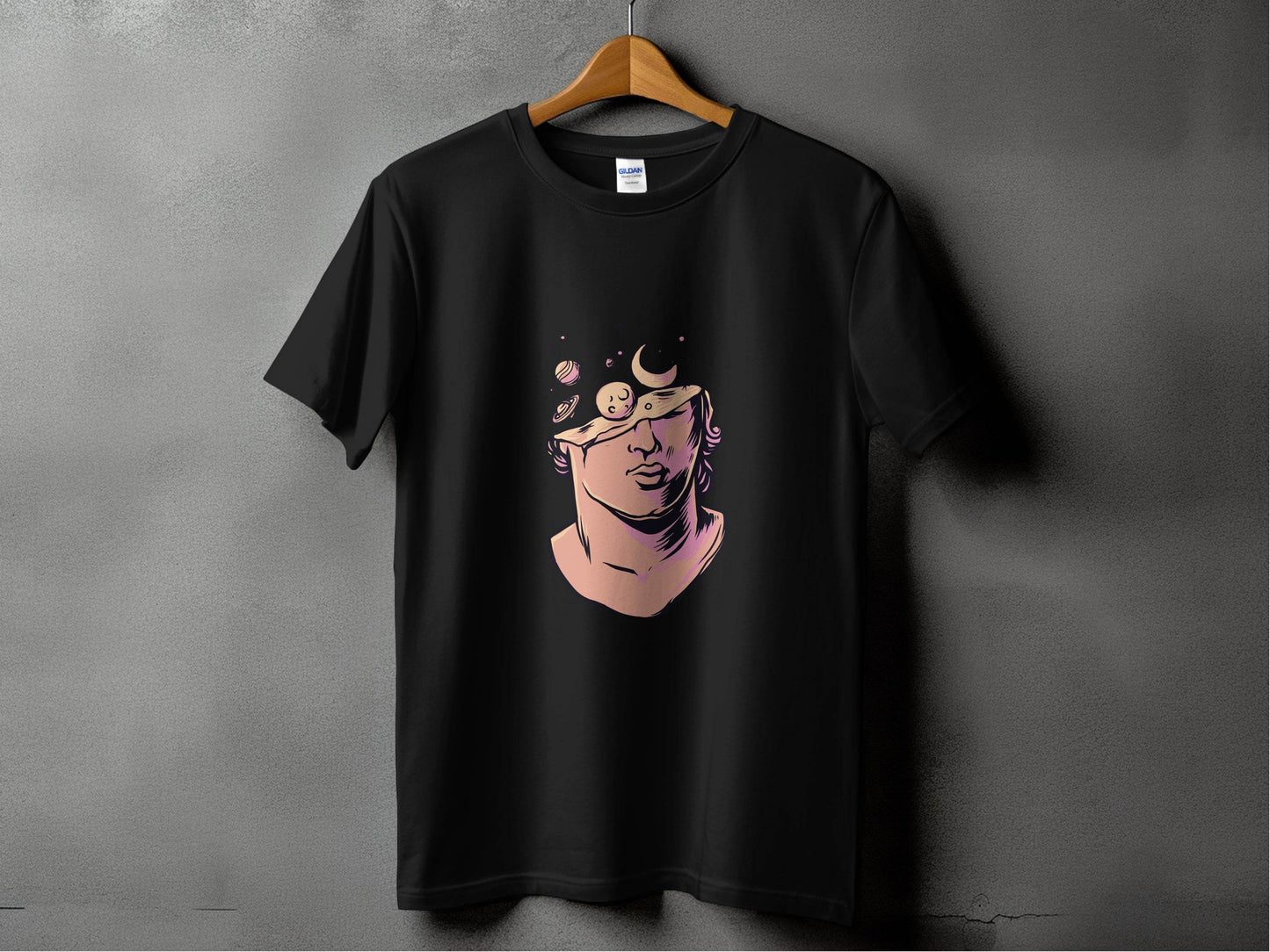Head in the Space Planets and Moon Graphic Art T-Shirt - Design & Vybe