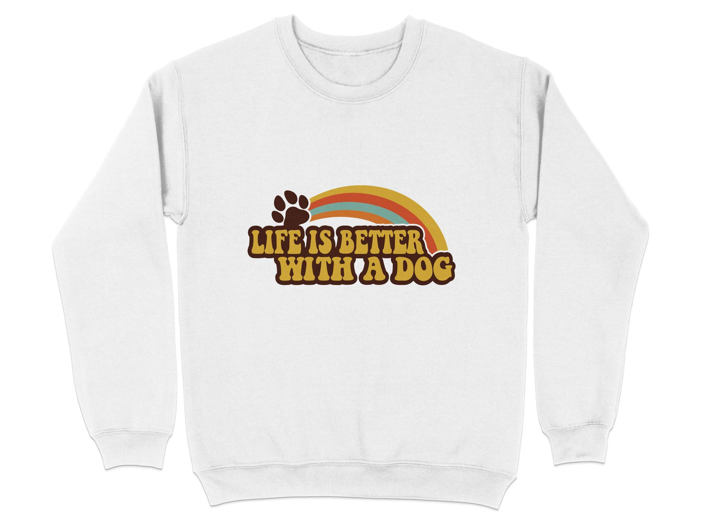 Life is Better With a Dog Colorful Text Rainbow Sweater - Design & Vybe