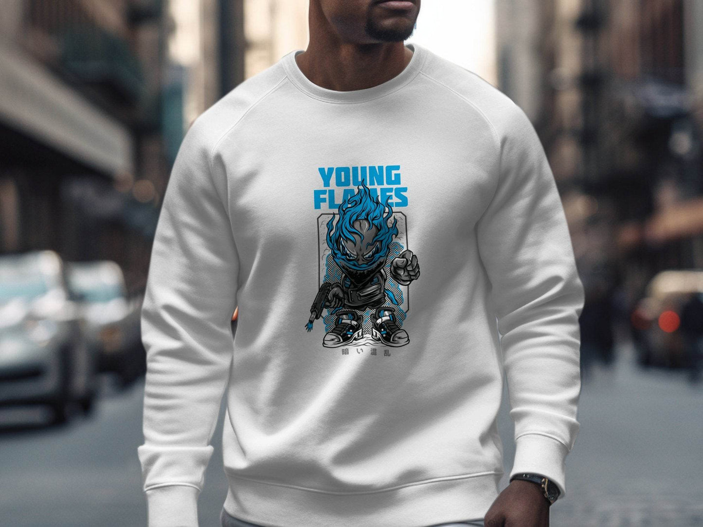 Young Flames Cartoon Style Monster Character Graphic Sweater - Design & Vybe