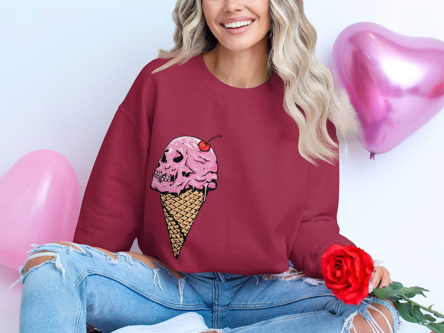 Ice Cream Skull Cone Graphic Illustration for Sweater - Design & Vybe