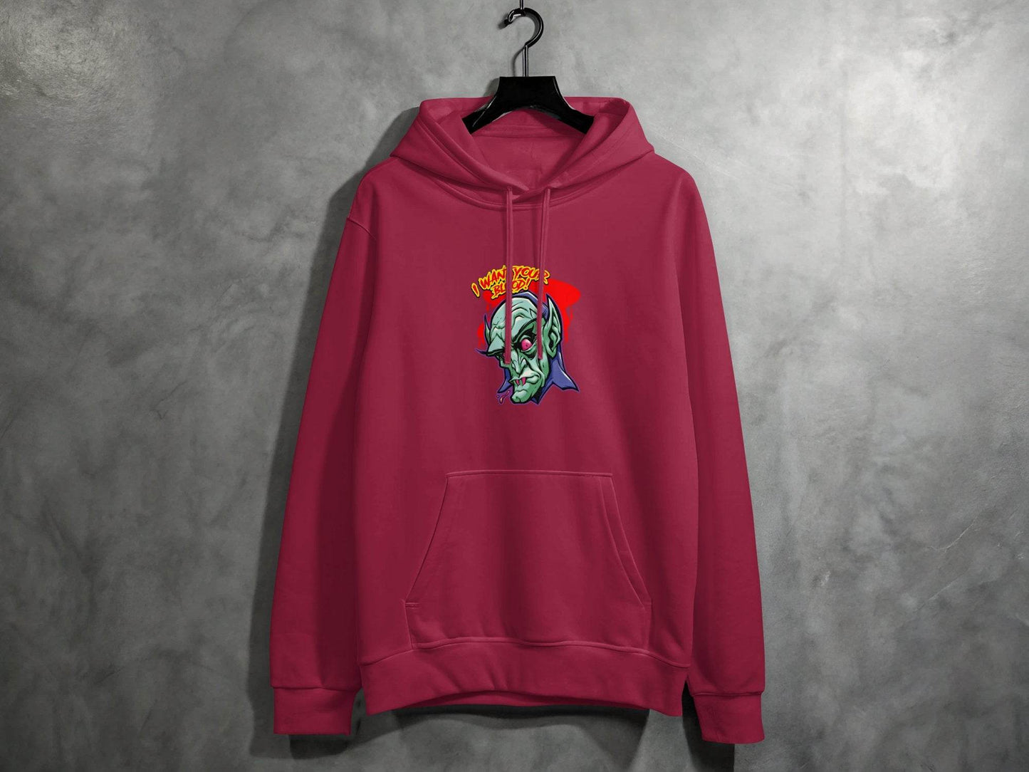 I Want Your Blood Vampire Head Horror Graphic Hoodie - Design & Vybe