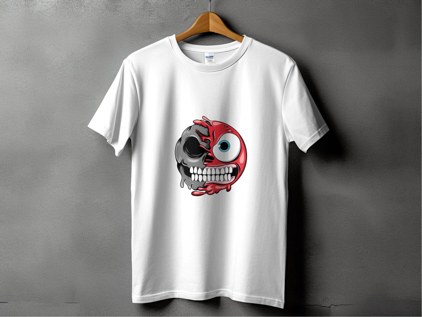 Half Skull And Cartoon Face Fun Graphic Design T-Shirt - Design & Vybe