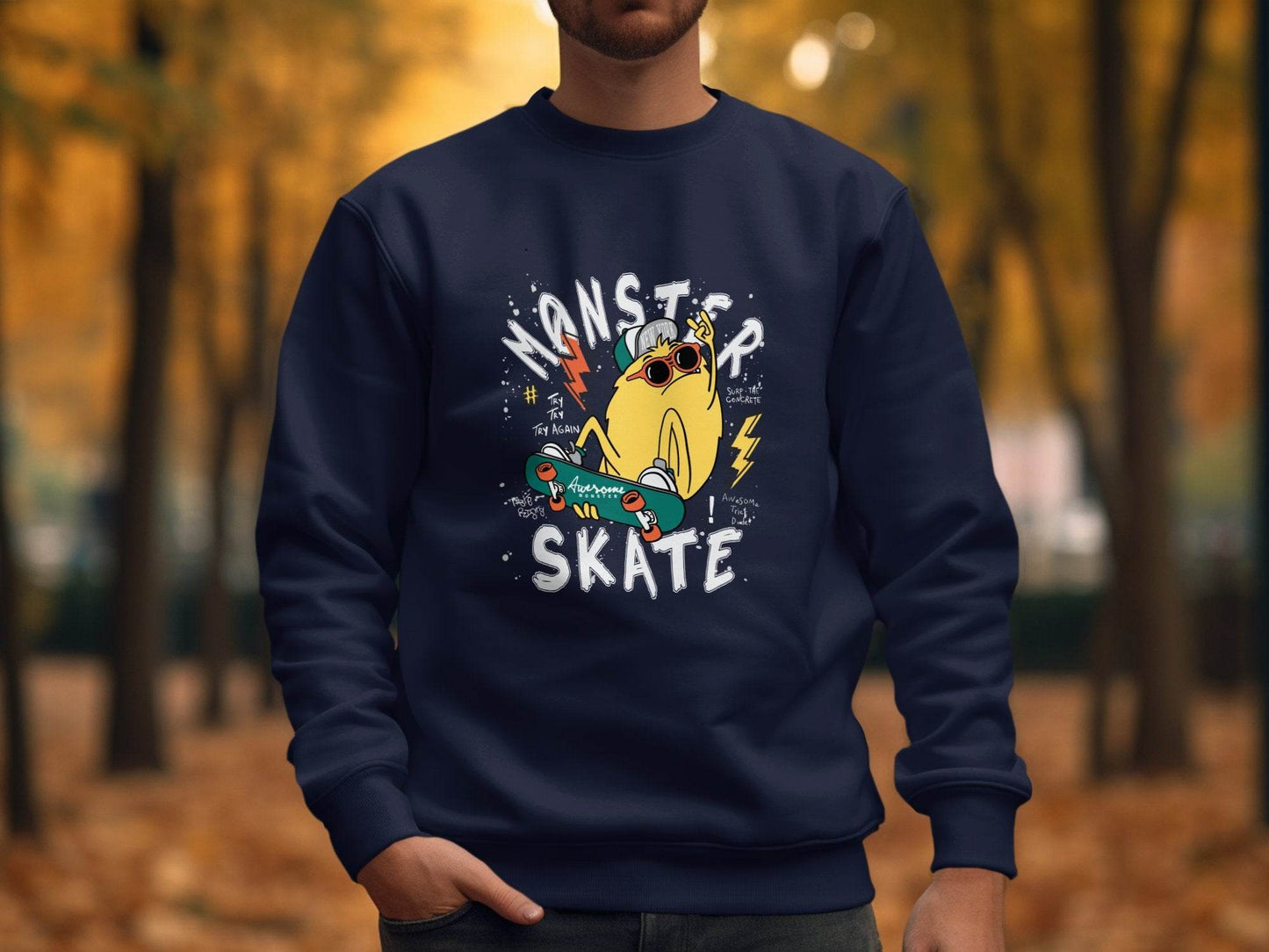 Fun Skateboarding Graphic Monster Cool Sweater - Design & Vybe