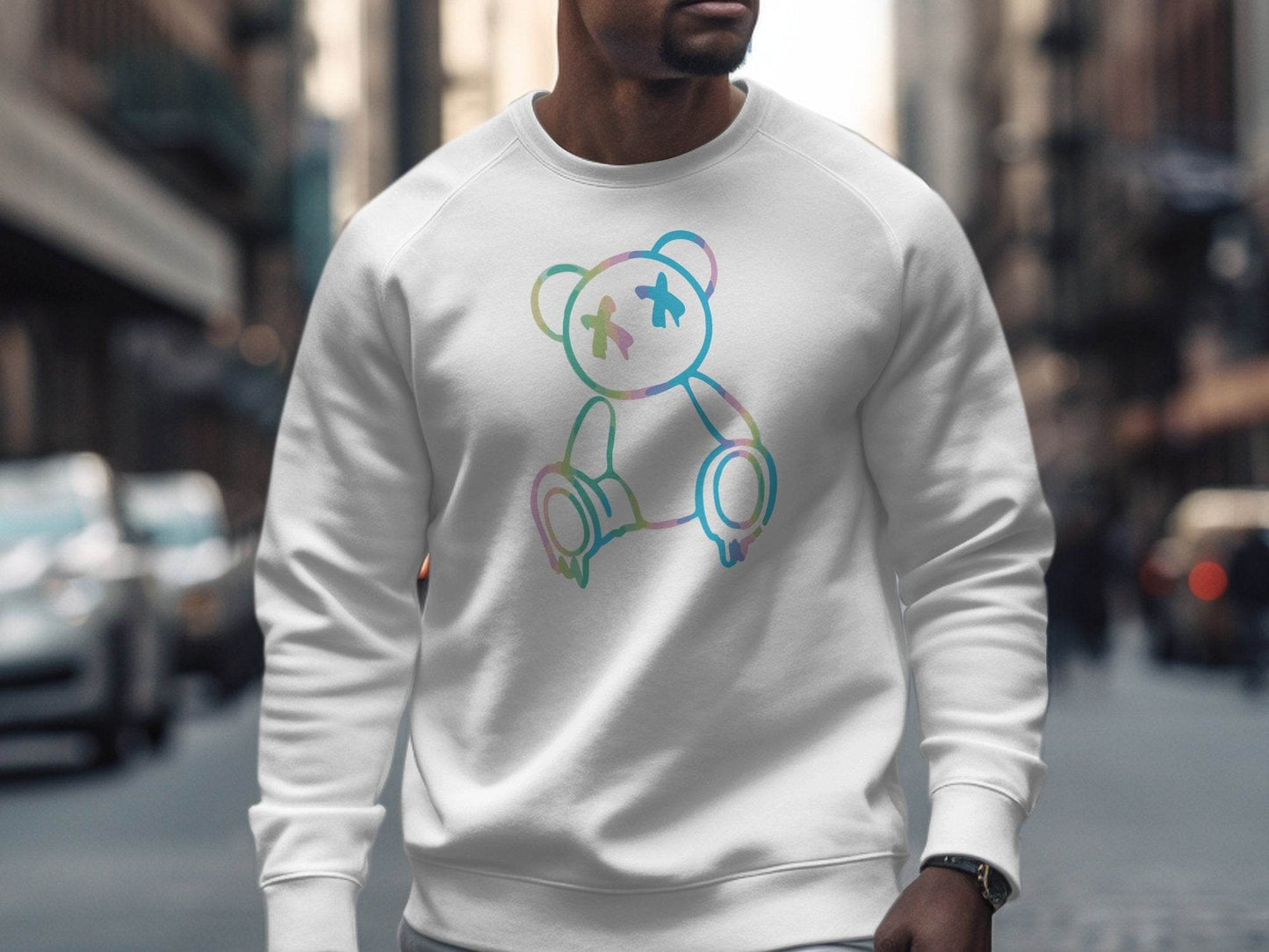 Colorful Abstract Bear Dead Eyes Graphic Design Sweater - Design & Vybe