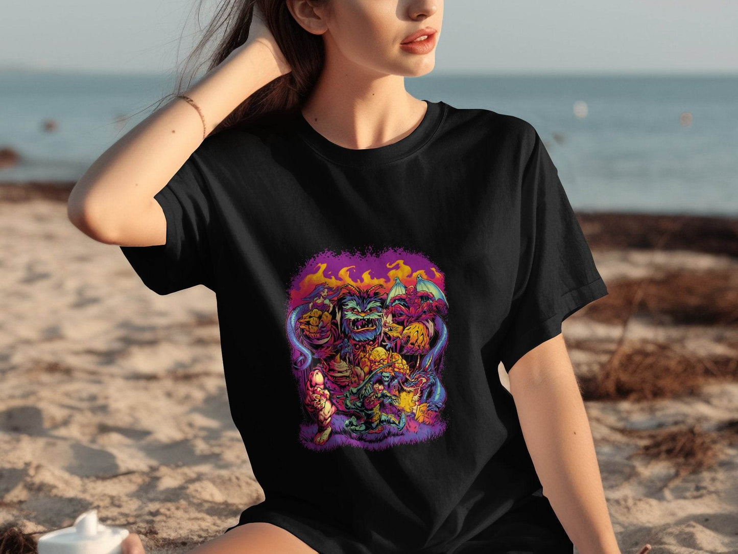Epic Fantasy Illustration Featuring Fearsome Creatures T-Shirt - Design & Vybe