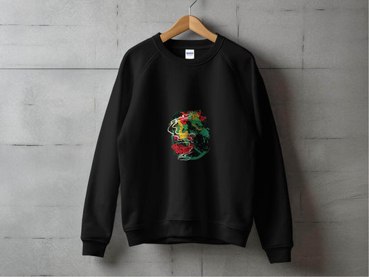 Dragon Tattoo Design with Flower Illustration Graphic Sweater - Design & Vybe