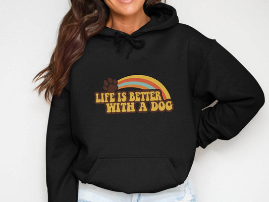 Life is Better With a Dog Colorful Text Rainbow Hoodie - Design & Vybe