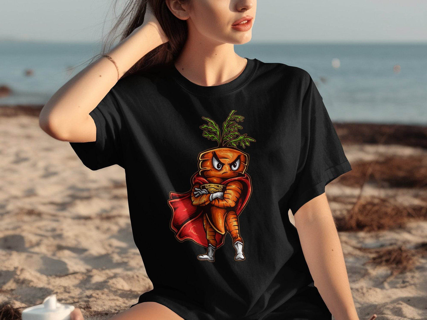 Superhero Carrot Character Graphic T-Shirt - Design & Vybe