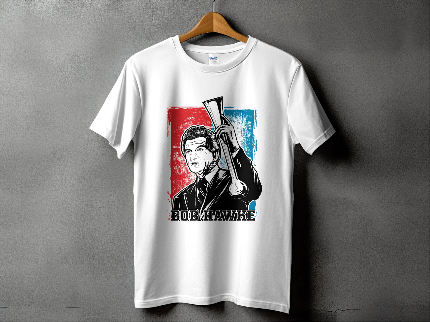 Bob Hawke graphic illustration on white T-shirt product