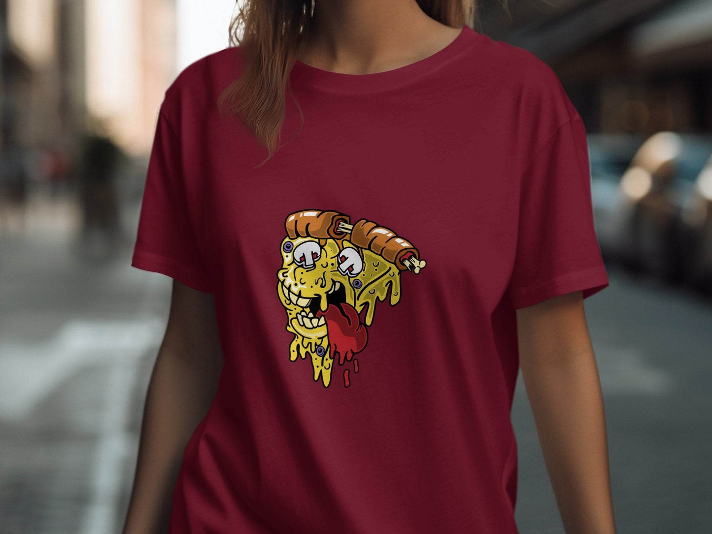 Monstrous Melting Pizza Slice Graphic Design T-Shirt - Design & Vybe
