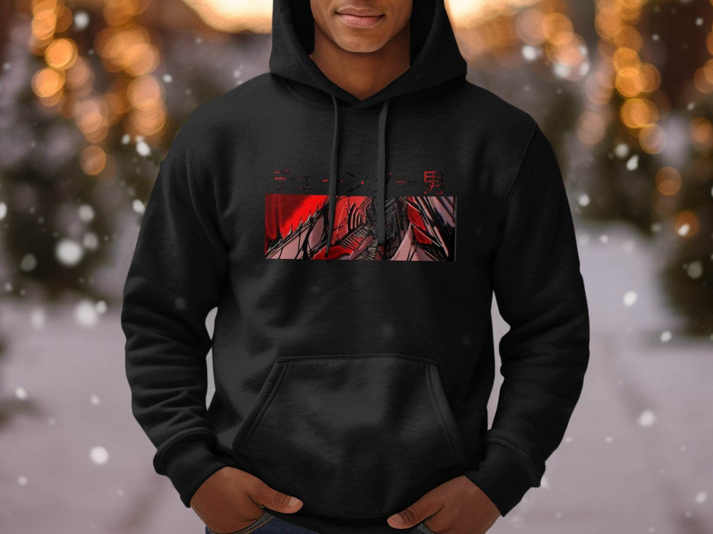 Chainsaw Man Japanese Text Red and Black Design Hoodie - Design & Vybe