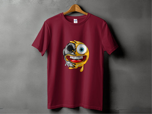 Emoji Half Skull Funny Grotesque Face Vector T-Shirt - Design & Vybe