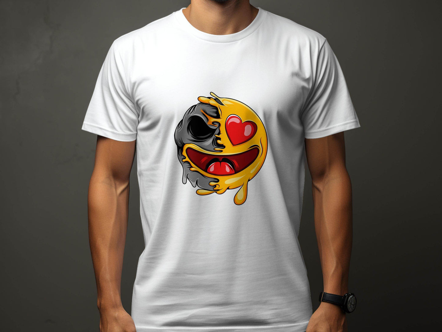 Skull Emoji with Heart Eyes Novelty Graphic T-Shirt - Design & Vybe