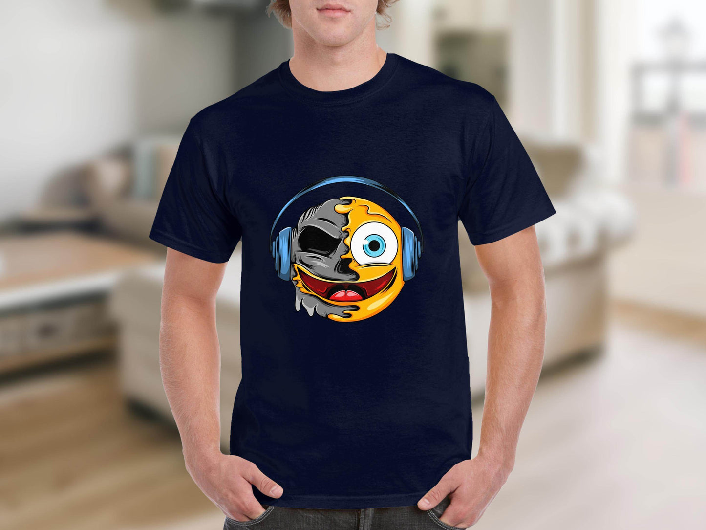 Bold Expression Headphones Smiley Graphic T-Shirt - Design & Vybe