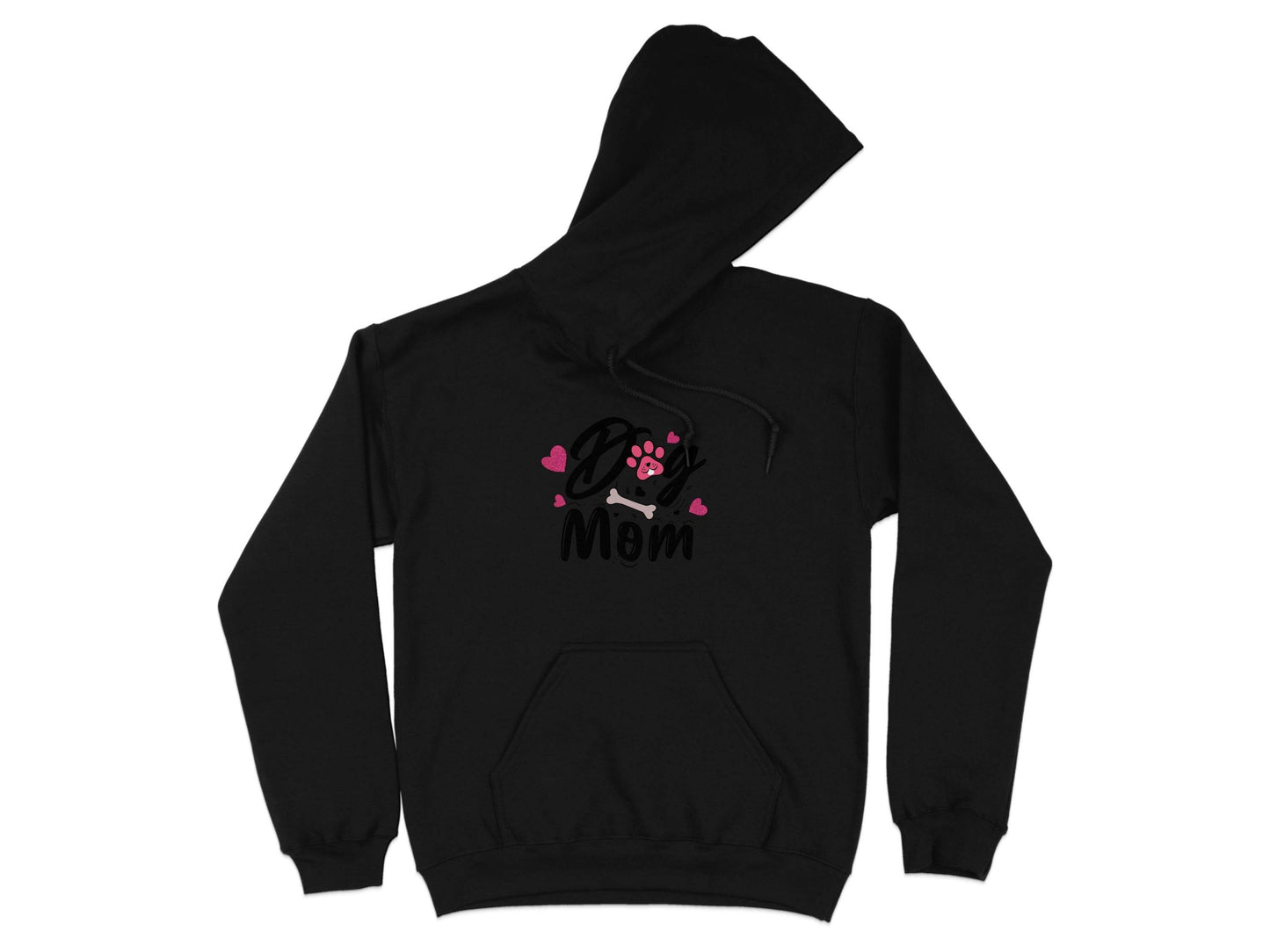 Dog Mom with Hearts and Bone Design Graphic Print Hoodie - Design & Vybe