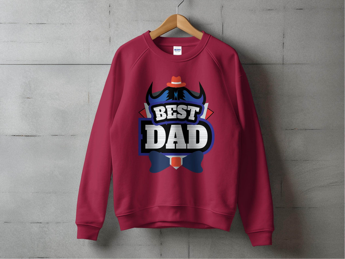 Hat & Mustache Style Best Dad Graphic Design Sweater - Design & Vybe