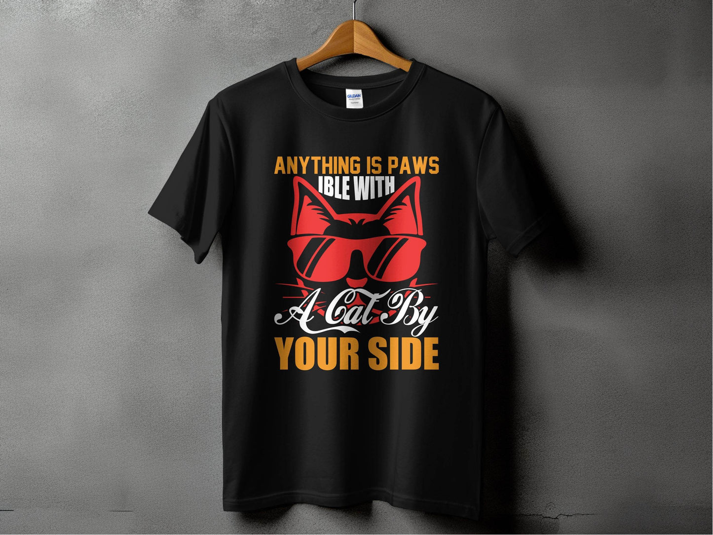 Cool Cat Graphic 'Anything is Paws Your Side' T-Shirt - Design & Vybe