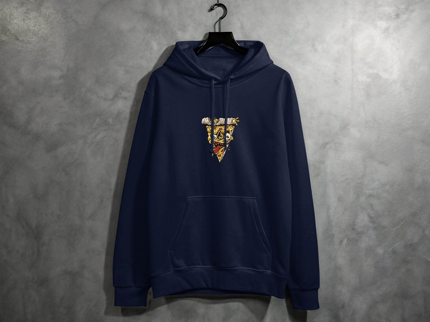 Creepy Pizza Slice with Evil Face Graphic Print Hoodie - Design & Vybe