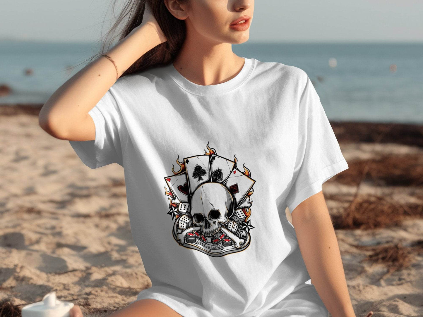 Skull and Gambling Illustration Graphic Design T-Shirt - Design & Vybe