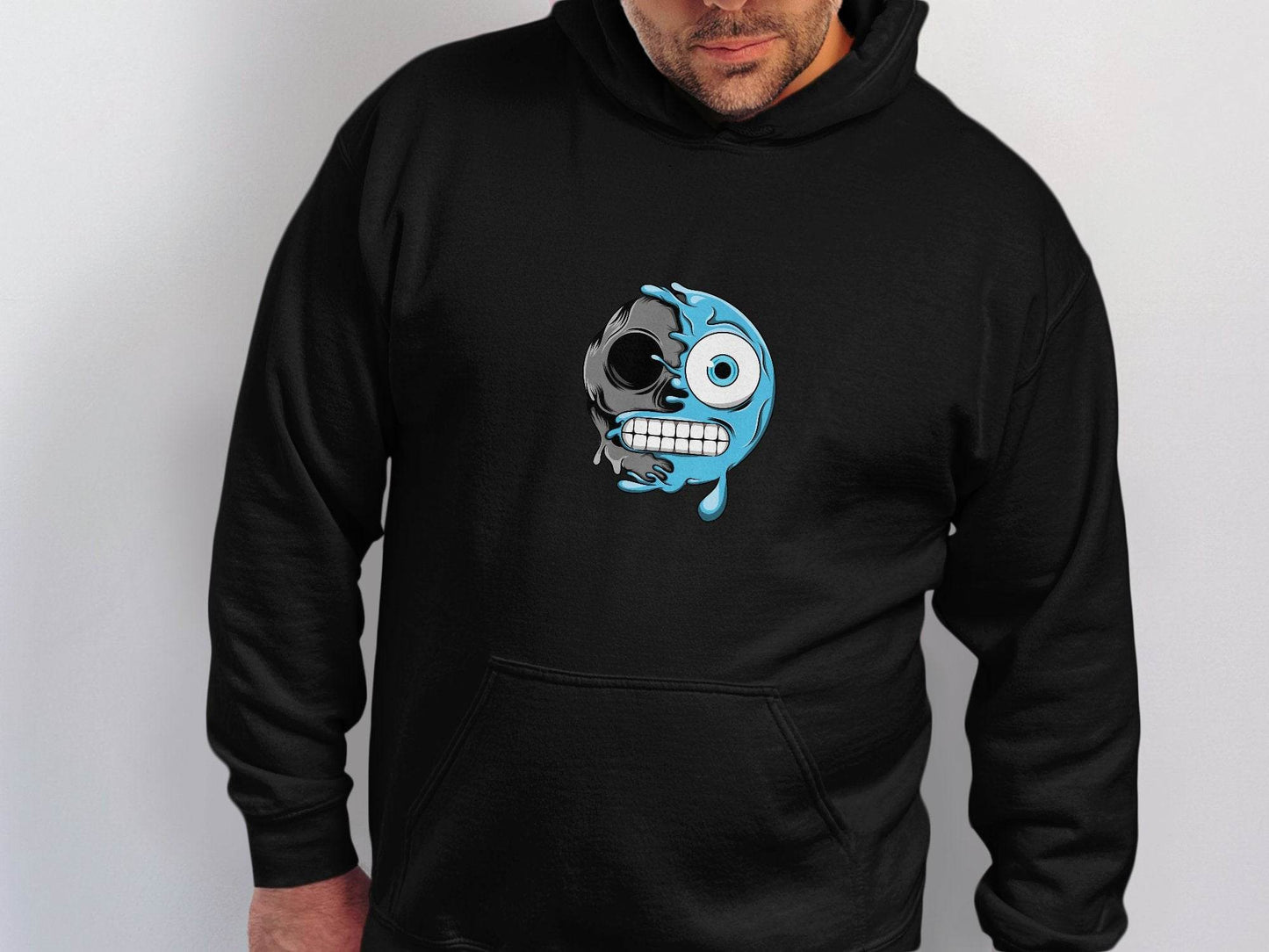 Half Skull Half Water Graphic Design Printed Hoodie - Design & Vybe