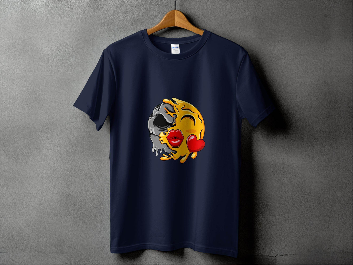 Melting Emoji Kiss with Skull Graphic Design T-Shirt - Design & Vybe