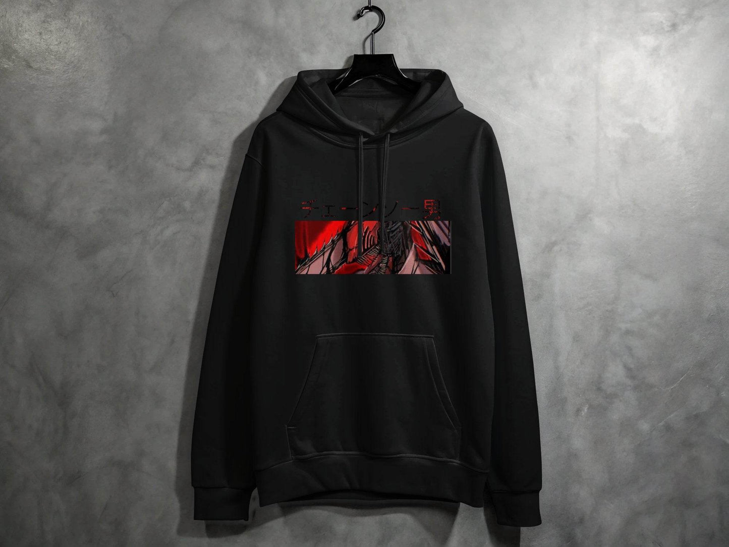 Chainsaw Man Japanese Text Red and Black Design Hoodie - Design & Vybe