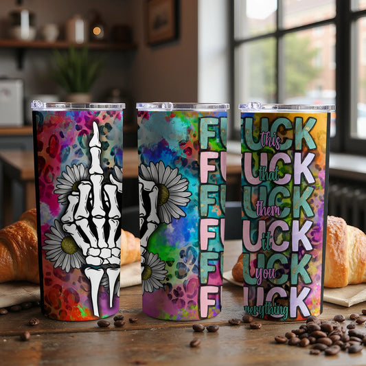Floral and Skeleton Design Colorful Insulated Tumbler product